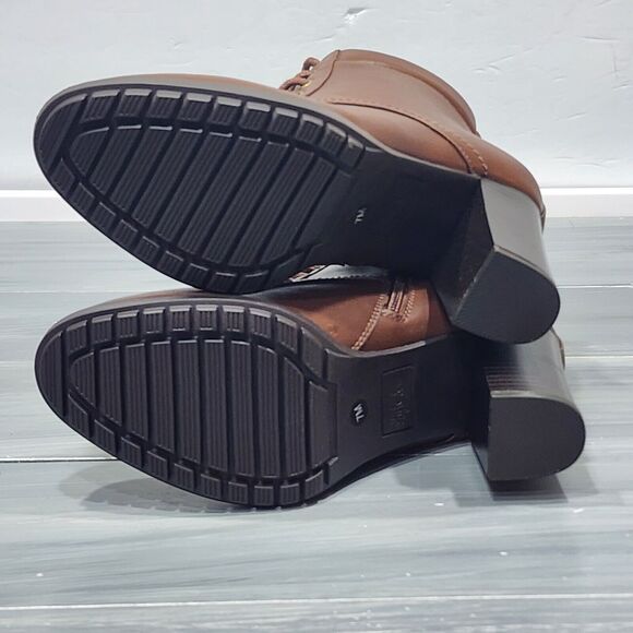 Style‎ & Co Lucillee Ankle Boots 7 M Brown Faux Leather Pointed Toes Block Heels - Picture 12 of 14